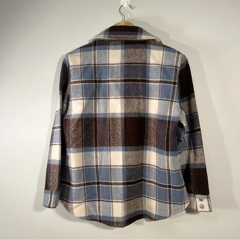 Ella Rose Plaid Wool Blend Snap Shirt Jacket Size S - Picture 2 of 6